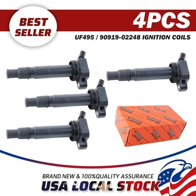 4PCS 90919-02248 Ignition Coils For Toyota Tacoma 2005-2012 4.0L 2.7L UF495 OEM - Image 1 of 4