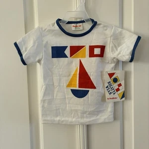 Vintage Health-Tex White Blue Trim Short Sleeve Shirt Child’s 18 Mos USA NWT - Picture 1 of 7