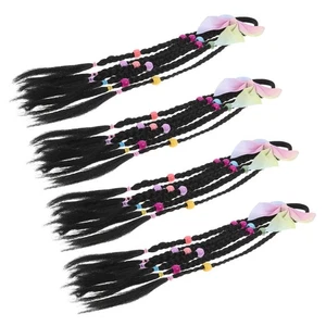  4 Pcs Children's Wig Accessories Clip-on Ponytail Extensions Hair Braid - Picture 1 of 17