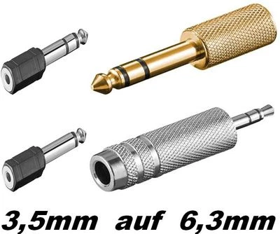 GOOBAY® 3,5mm Klinke Adapter 6,3 mm voll Metall Goldkontakten mono Stereo Klinkenadapter