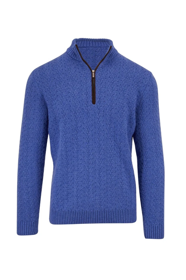 Maurizio Baldassari Cashmere 1/2 Zip Chunky Cable Knit Sweater M Italy $975 - Image 1 of 4