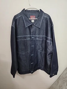 NEW OLD STOCK Vintage Webb Jeans Denim Jacket Men XXXL Dark Blue Y2K Rap Hip Hop - Picture 1 of 10