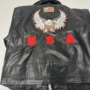 Bike Star Black With Eagle USA Long Sleeve Boys Biker Jacket Size 7T - Picture 1 of 6