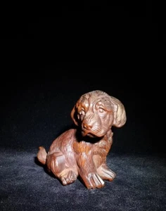 83*56MM China Fine old Boxwood Carving Wood Cute Dog Carving Statue - Picture 1 of 5