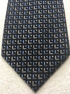 JONES NEW YORK MENS TIE BLACK WITH BLUE AND GRAY 3.75 X 60 NWOT - Image 1 of 4