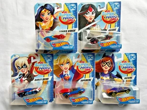 Mattel Hot Wheels Character DC Super Hero Girls Cars Custom Set Of 5 New - Picture 1 of 5