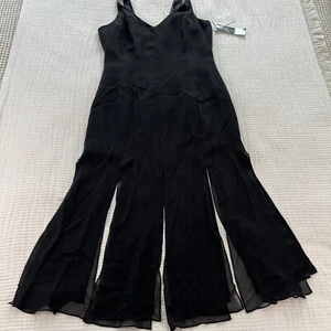 Jones New York Dress Womens 12 Black Silk Vtg WhimsiGoth Fairy Grunge Y2K Witchy - Picture 1 of 14
