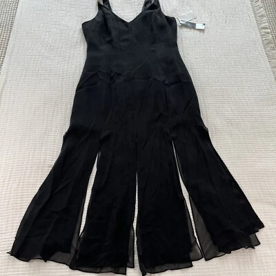 Jones New York Dress Womens 12 Black Silk Vtg WhimsiGoth Fairy Grunge Y2K Witchy - Image 1 of 4