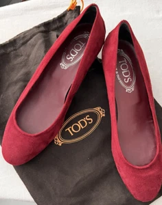 Tod's Woman's Red Suede Heels Size 39 With Bag - Picture 1 of 7