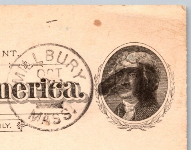 1894 UX12 Postal Card Jefferson 1c RARE Interesting FANCY Cancellation Mark - Image 1 of 3