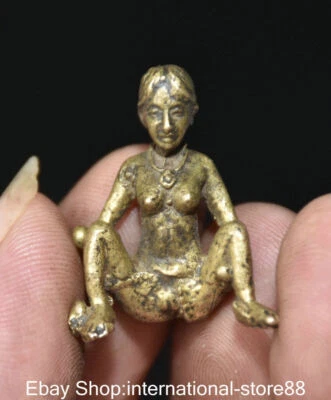 3 см редкая старая тибетская бронзовая буддийская женская скульптура Мандкесвары СЧАСТЛИВОГО БУДДЫ - Изображение 1 из 4