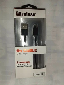 NEW Just Wireless 6 ft MicroUSB Cable Black Samsung, LG, HTC, Huawei - Picture 1 of 2