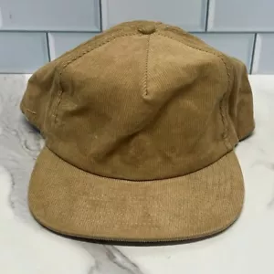 Vintage Corduroy Hat Snapback Cap Beige Brown Tan 80s 90s VTG 100% Cotton Blank - Picture 1 of 10