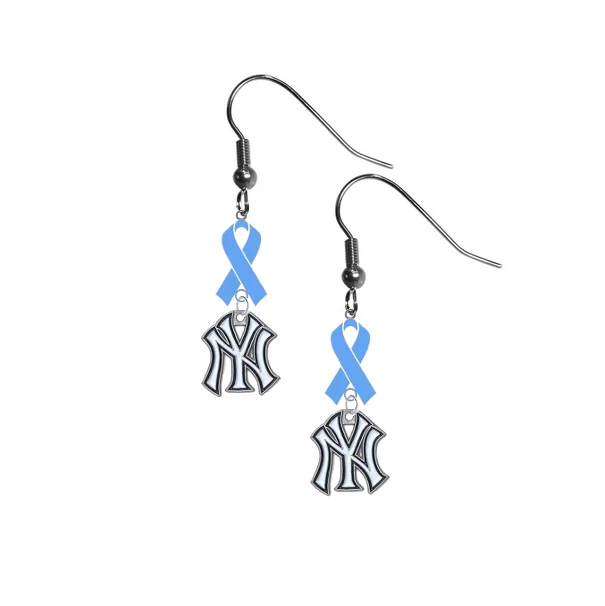 MLB Prostate Cancer Awareness Light Blue Ribbon Earrings Fathers Day PICK TEAM - Image 1 of 1