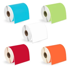 ZEBRA 4x6 COLOR Labels 1" Core  5 Rolls:1 ea BLUE GREEN WHITE RED ORANGE - Picture 1 of 7