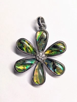 LIA SOPHIA Abalone Flower Pendant Silver Tone - Image 1 of 3