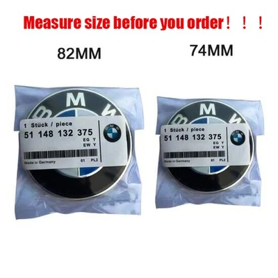 2PC Front Hood & Rear Trunk (82mm & 74mm) ORIGINAL BMW Badge Emblem 51148132375 Foto 1 de 4