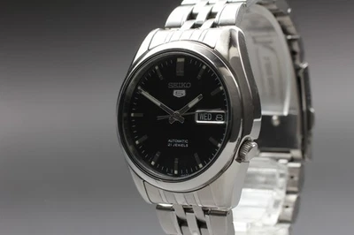 [Near MINT] Seiko 5 7S26-01V0 21J Day/Date Black Dial Unisex AT Watch from JAPAN - Image 1 of 4