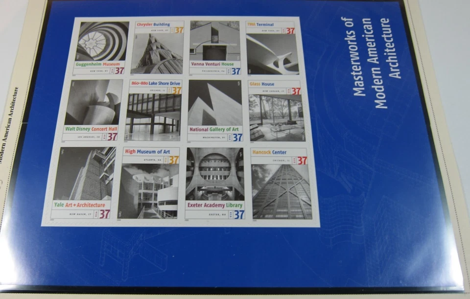 USPS 2005 Stamp Pane on Modern American Architecture 12 Stamps 37c each MNH - Image 1 of 1