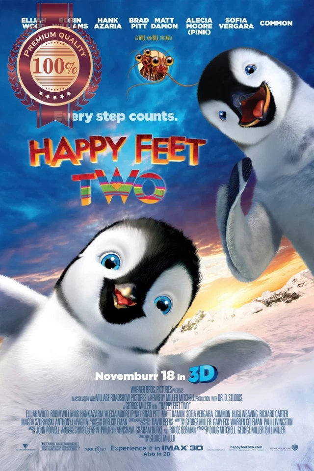 HAPPY FEET TWO 2 II 2011  ORIGINAL MOVIE FILM CINEMA PRINT PREMIUM POSTER Foto 1 de 4