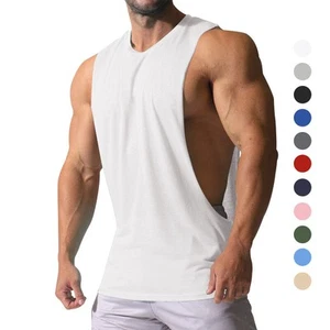 Mens Cut Off Shirts Tak Tops Muscle Shirt Bodybuilding Sleeveless Gym T Shirts 1 - Picture 1 of 30