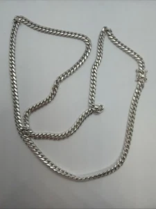 Catena lucchetto scatola argento sterling 25" 5 mm cordino argento massiccio 40,4 g - Foto 1 di 5