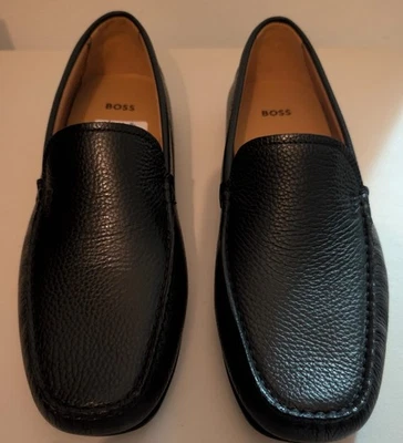 Hugo Boss Men's Grady Driving Black Leather Moccasins Size US 11 - Image 1 of 4