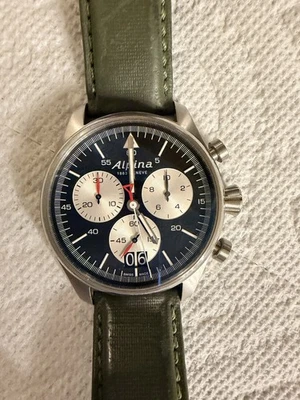 Alpina Startimer Pilot Cronógrafo 44mm Caja Acero Inoxidable con Cuero... Foto 1 de 3