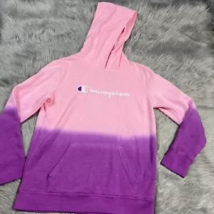 Champion Girls Pink Ombre Dip Dye Hoodie Size Large - Picture 1 of 7