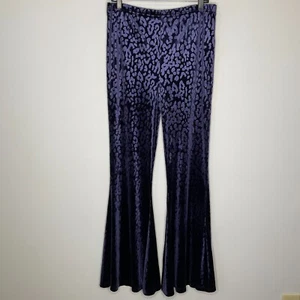 Killstar Pants Womens XL Plum Flares Velvet Stretch Ferine Bell Bottom Goth - Picture 1 of 11