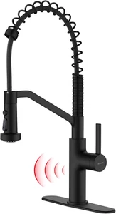 Matte Black High Arc Kitchen Sink Faucets with Pull Out & Triple Function Spraye - Picture 1 of 12