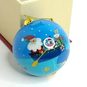 Santa in Row Boat Li Bien Reverse Painted Glass Ornament World Market 2024 - Picture 1 of 8