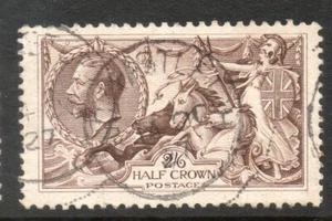 GB KGV 1918 SG413a 2/6 marrón oliva caballito de mar gato £100 cds usados finos - Imagen 1 de 2