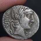 Pièce d'argent tête Apollo denier ancienne République romaine Vibius Pansa 90 av. J.-C. VF