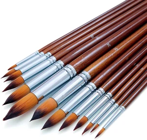 Artist Watercolor Paint Brushes Set 13Pcs - round Pointed Tip Soft Anti-Shedding - Picture 1 of 6