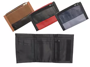 Unisex Mens Women Boys Girls Trifold Leather Wallet Zip Patched Work Design - Picture 1 of 7