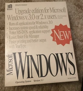 Microsoft Windows Version 3.1 Upgrade Edition Windows 3.0 Or 2.X Users - Picture 1 of 10