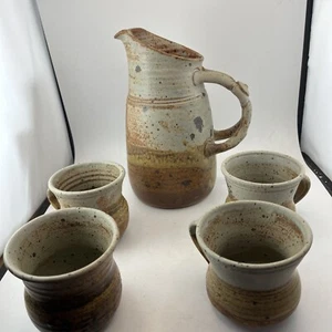 vintage RUESTER STUDIO ART PITCHER & 4 MUGS - Picture 1 of 11