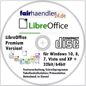 Libre Office Premium CD für WINDOWS 11, 10, 8 Schreibprogramm Text Slim CD-Rom - Bild 1 von 5