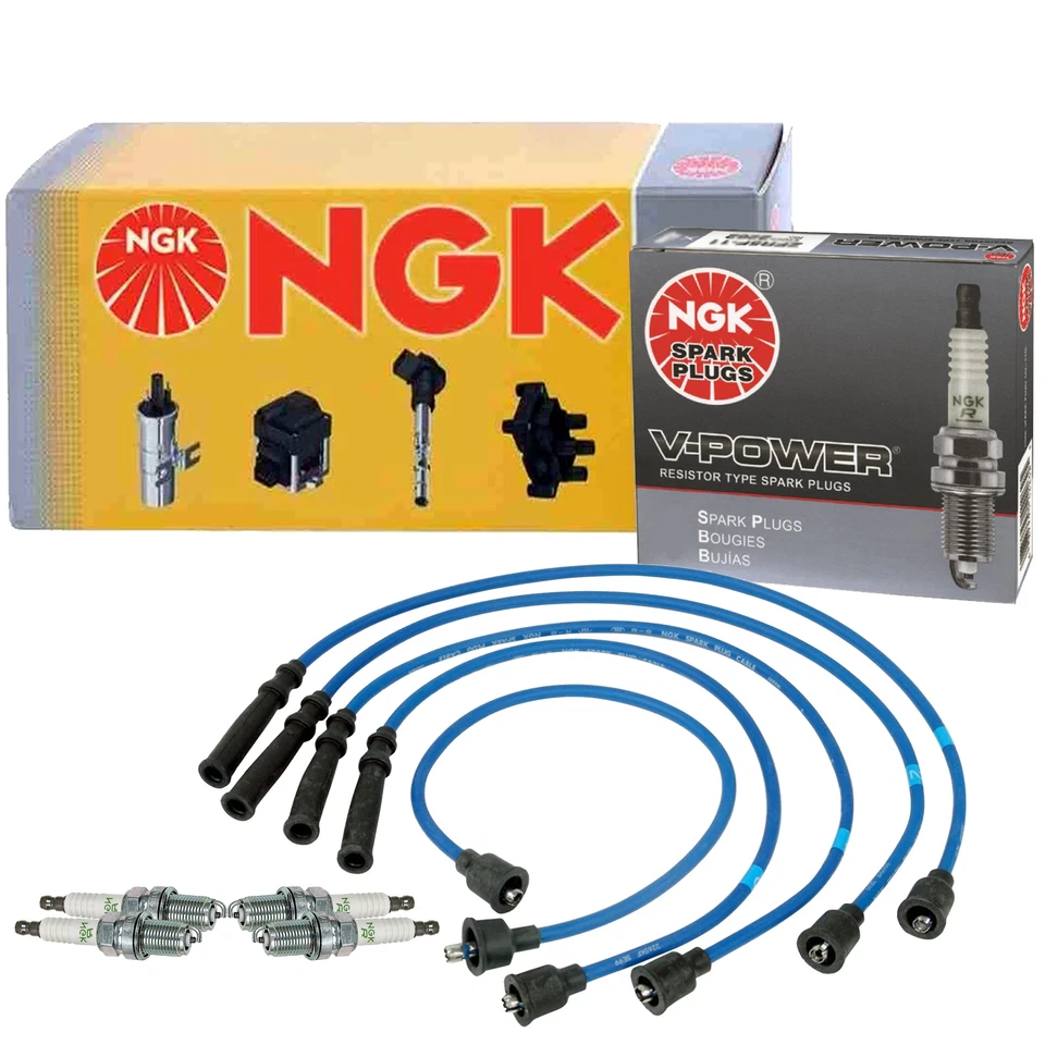 NGK Wire & 4 V-Power Spark Plugs Kit For Suzuki Sidekick JS 1.6 L4 G16KC 1995 - Image 1 of 1