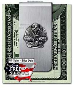 BAD to the BONE STAINLESS STEEL MONEY CLIP Punk Jewelry REBEL Biker Skull Goth - Picture 1 of 18
