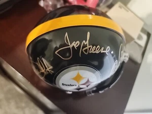 Minicasco autografiado con cortina de acero de los Pittsburgh Steelers de los 4 PSA - Imagen 1 de 6