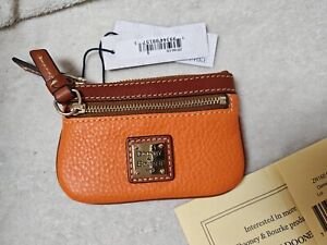 Dooney & Bourke Pebble Grain Leather Small Coin Case Clementine Color