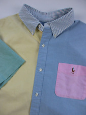 Mens XL Polo Ralph Lauren Classic Fit Oxford Colorblock Pastels button shirt