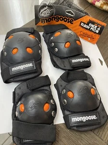 Mongoose Youth Size Knee And Elbow Pads Black With Orange And Logo - Picture 1 of 7