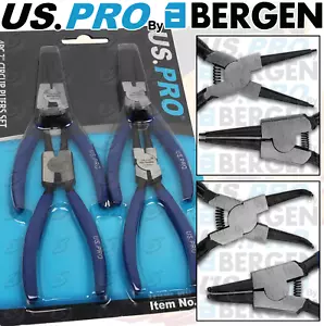US PRO Circlip Pliers 4PC 7" Internal External Bent Nose Straight Tip Snap Ring - Picture 1 of 6