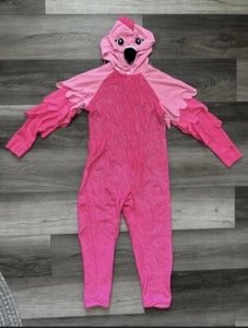 Justice Girls Size 12 Pink Flamingo Hooded One Piece Pajama Union Suit Zip Up - Picture 1 of 4