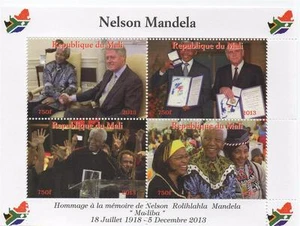 IN MEMORY OF NELSON MANDELA BILL CLINTON 6" x 4 1/4" MINT STAMP SHEETLET 2013 - Picture 1 of 1