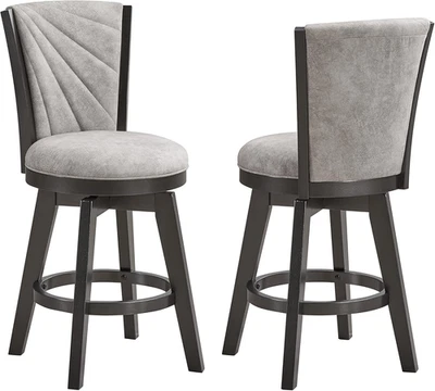 - Banquetas giratórias Boyce 24" estofadas balcão altura (conjunto de 2) prata/cinza - Imagem 1 de 4