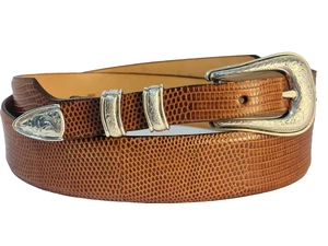 Hebilla de cinturón Ranger de plata esterlina .925 totalmente grabada a mano 38 lagarto genuino - Imagen 1 de 12